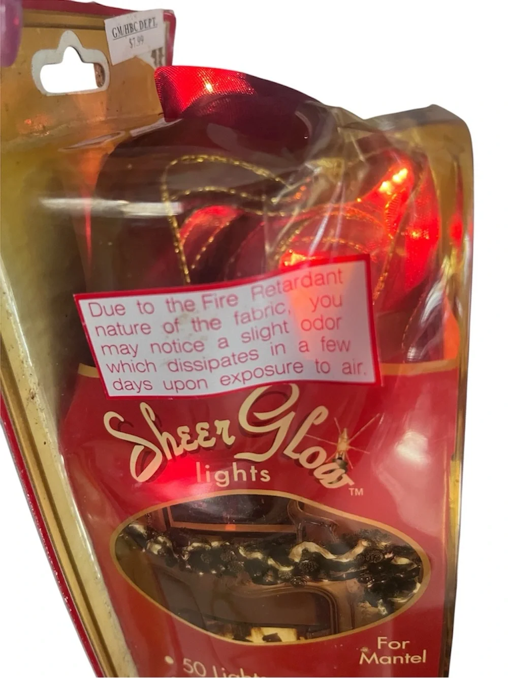 Vintage 2 Strands Sheer Glow Lights In Wired Ribbon Each 15 Feet Burgundy